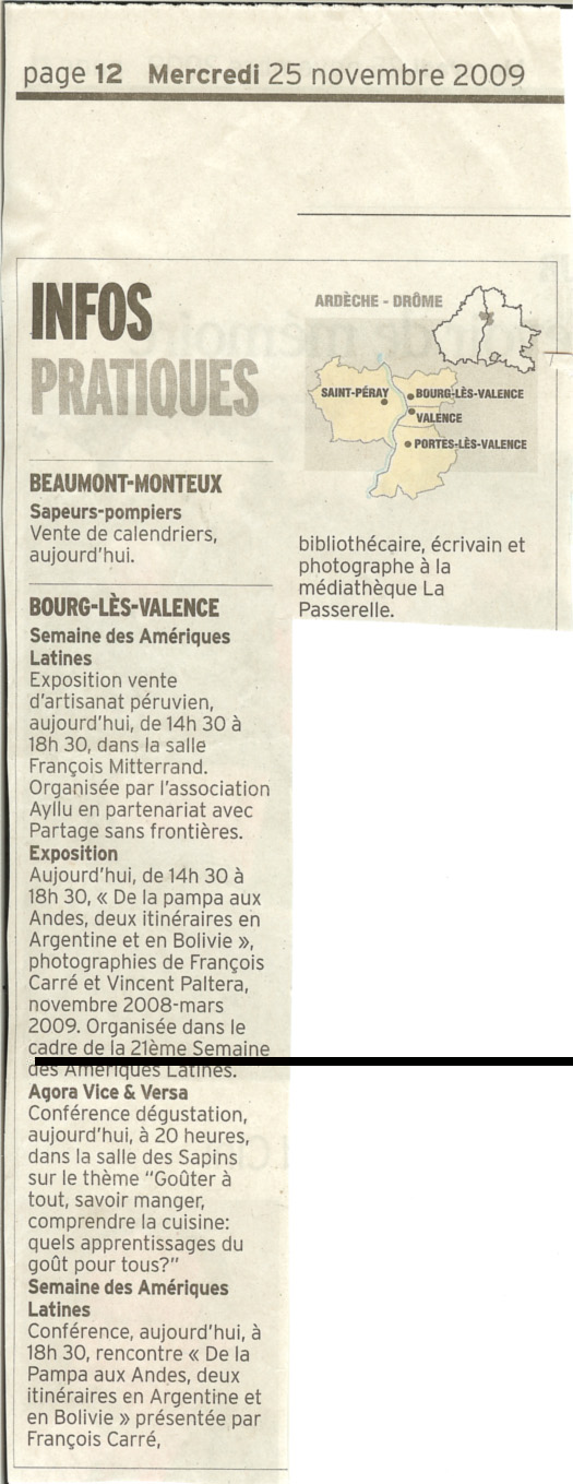 article de presse de la semaine amérique latine de Bourg les Valence 2007