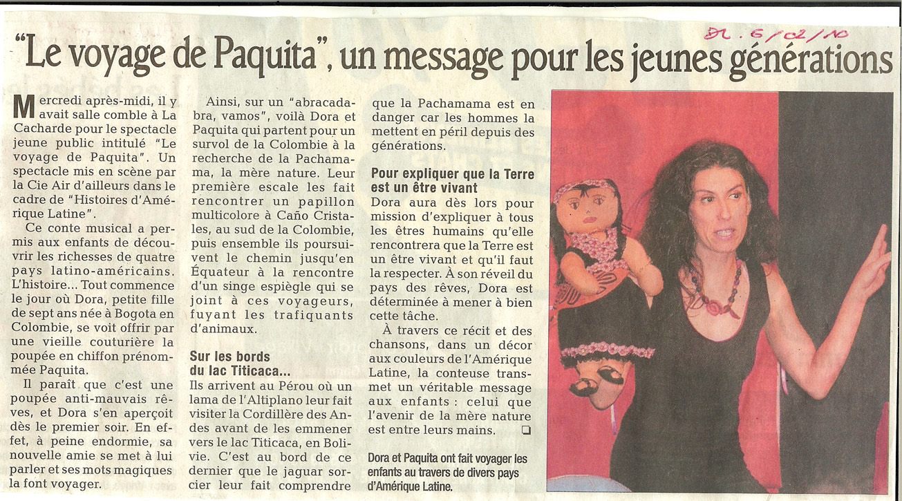 8 eme édition semaine "Histoires d'Amérique latine" de Saint-Péray en ardèche avec l'association Ayllu et Partage sans Frontières - la presse - article 08