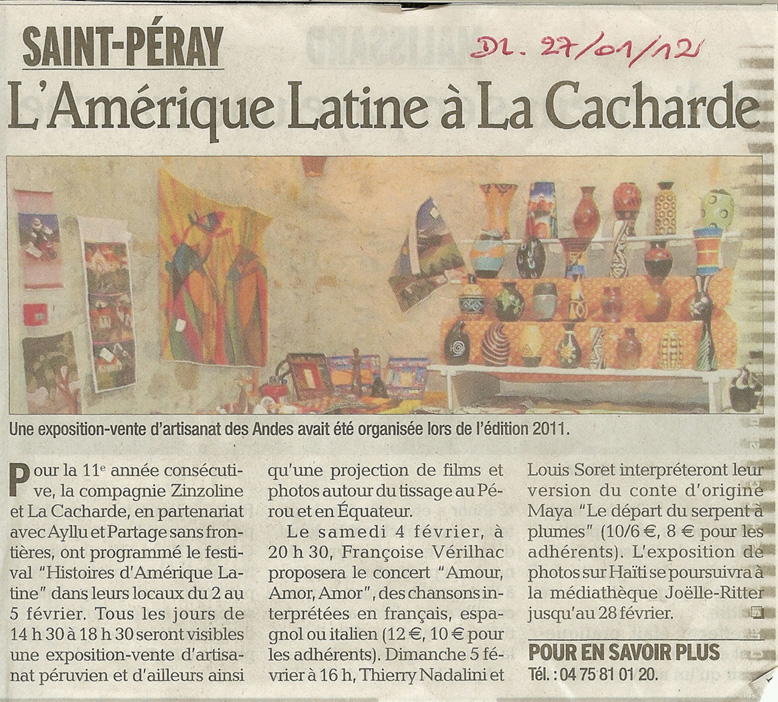 11 eme édition semaine "Histoires d'Amérique latine" de Saint-Péray en ardèche avec l'association Ayllu et Partage sans Frontières - la presse